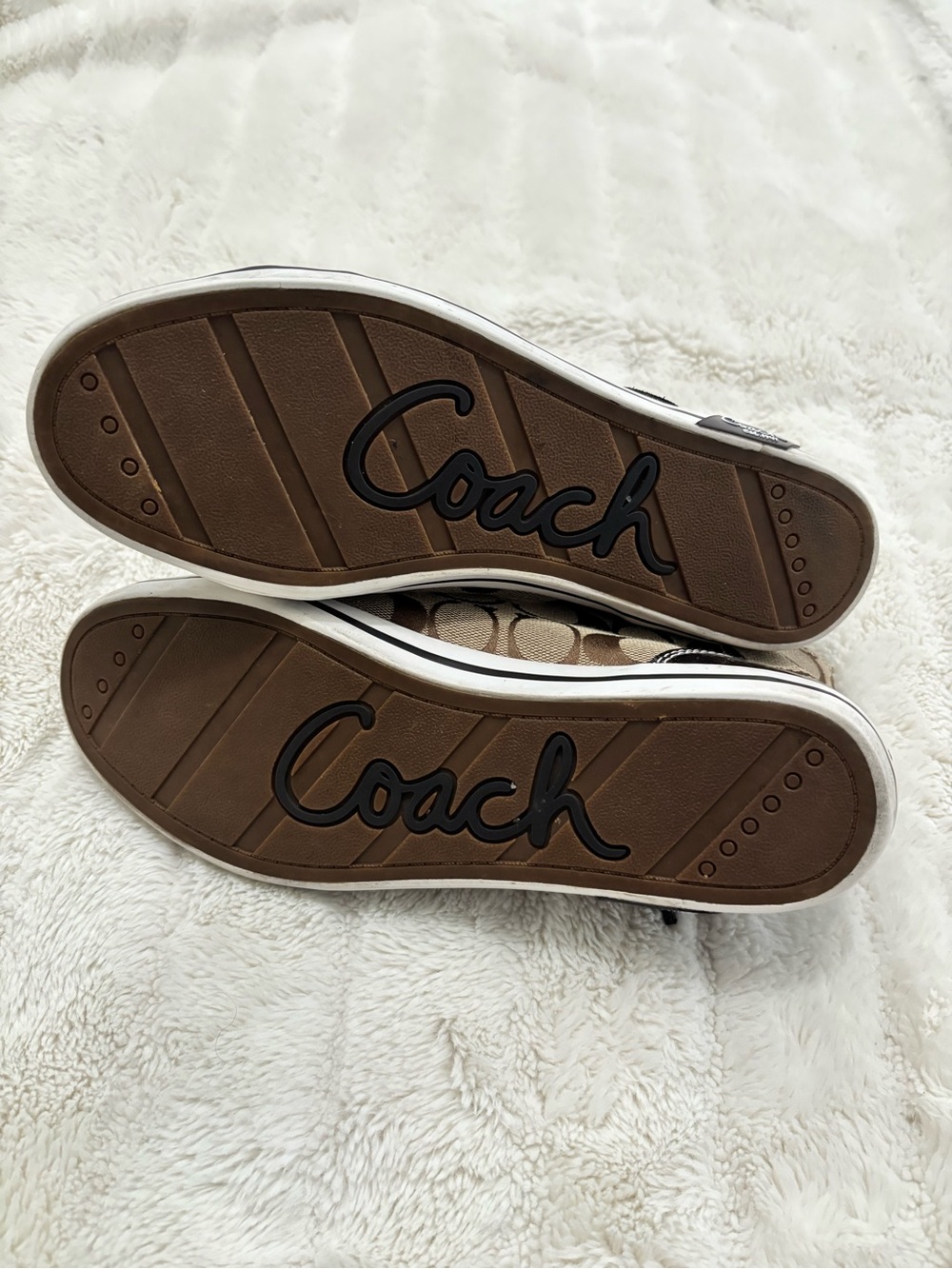 Coach High-Top Signature Canvas Sneakers in Tan and Dark Brown Size 7.5 - Picture 12 of 14